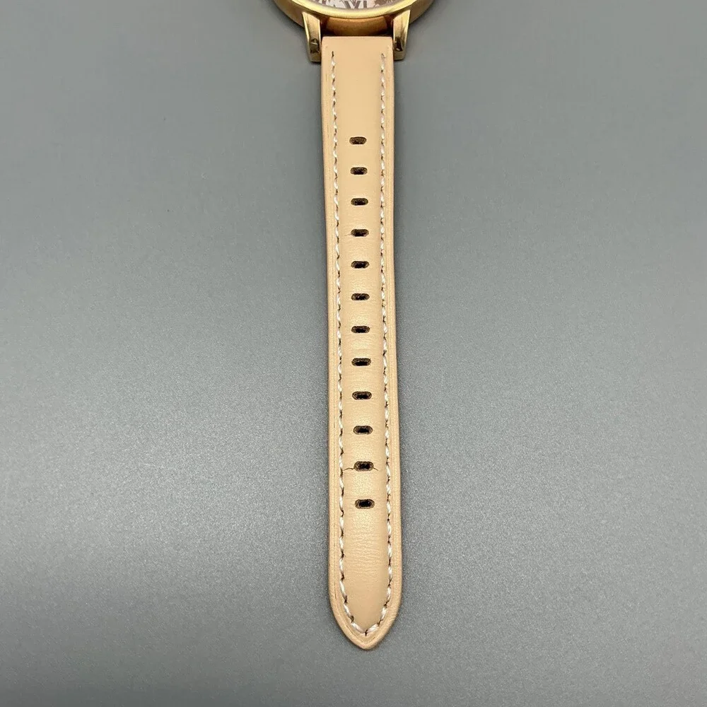 Olivia Burton Womens Watch 38mm Pink Floral Dial Beige Leather New Battery